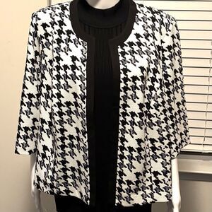 Studio One NY Women’s (18W) Professional Open Blazer, Blue Black & Cream Colors